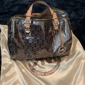 Silver Logo Michael Kors Tote Bag